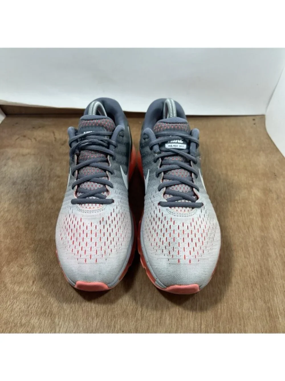 Nike Air Max 2017 Wolf Grey Bright Crimson Running Shoes Women's Size 8.5